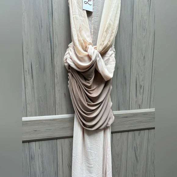 L’Academie by Marianna Marin Midi Dress in Neutral New with Tags!